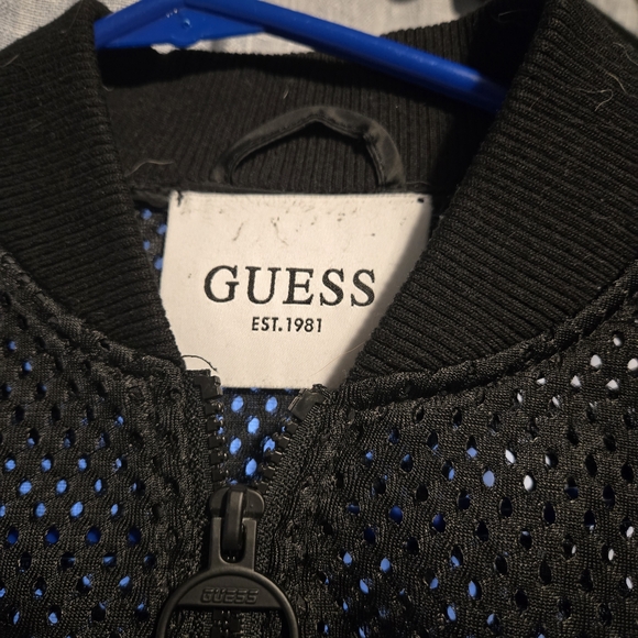 GUESS Black Mesh Bomber Jacket - Picture 3 of 5
